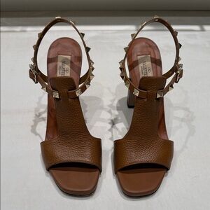 Valentino Tan Leather Studded Heels